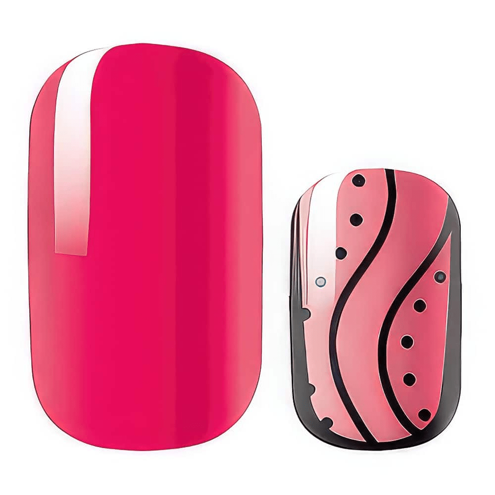 Hot pink and black swirl pattern nail wraps for retro nail art