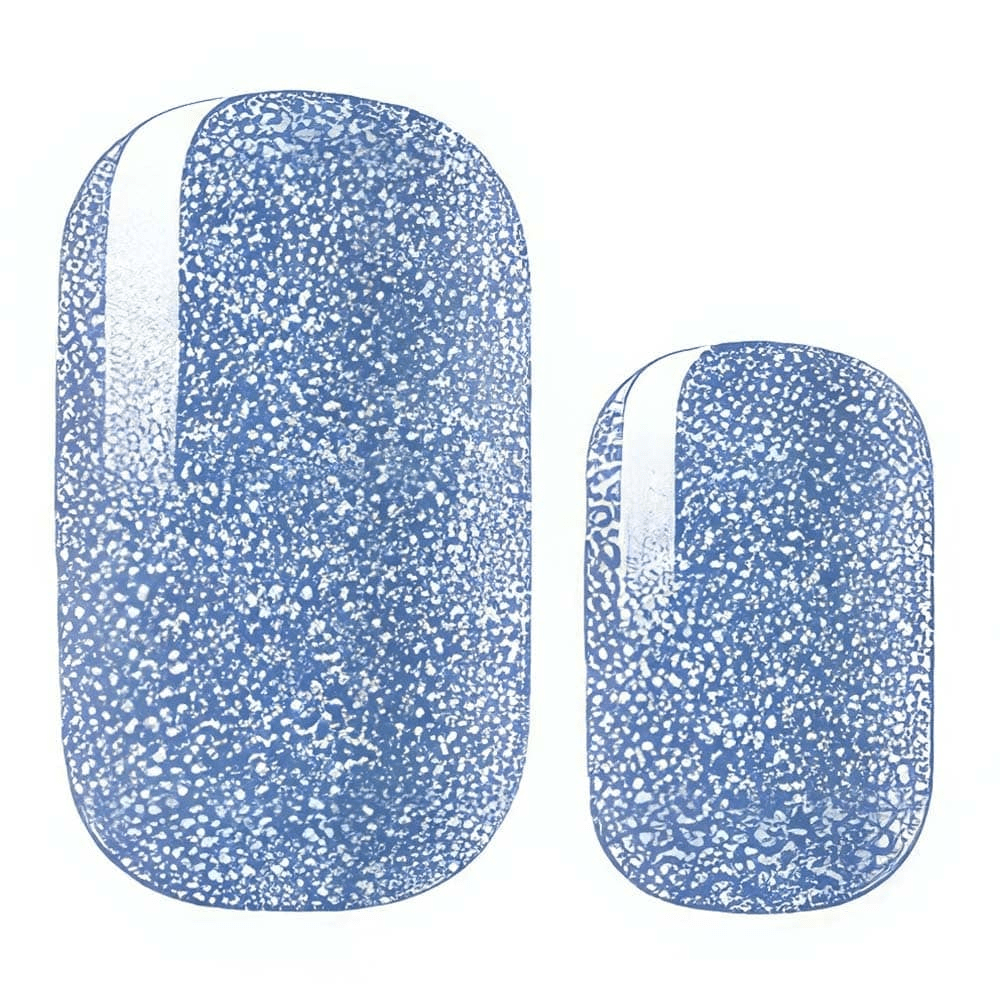 Blue speckled granite-effect nail wraps with soft white fleck texture