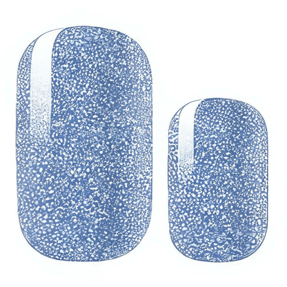 Blue speckled granite-effect nail wraps with soft white fleck texture