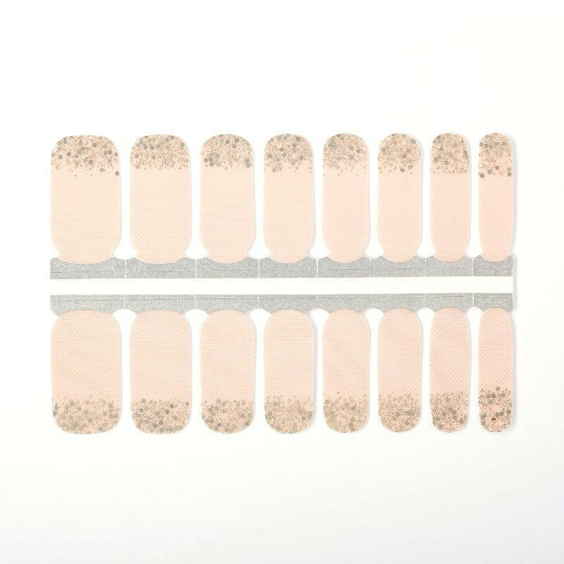Pink nail wraps with champagne glitter tips classic manicure design sheet