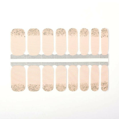 Pink nail wraps with champagne glitter tips classic manicure design sheet