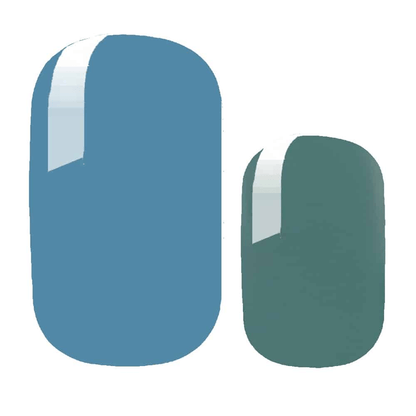 Blue and green nail wrap sheets showing matte colour options for at-home manicure