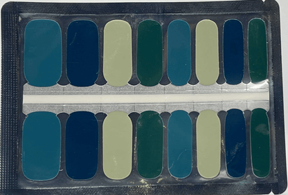 Marine Nationale nail wrap sheet showing blue sage and cream colour options