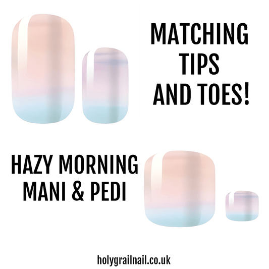 Pink and blue ombre gradient nail wraps matching tips and toes set