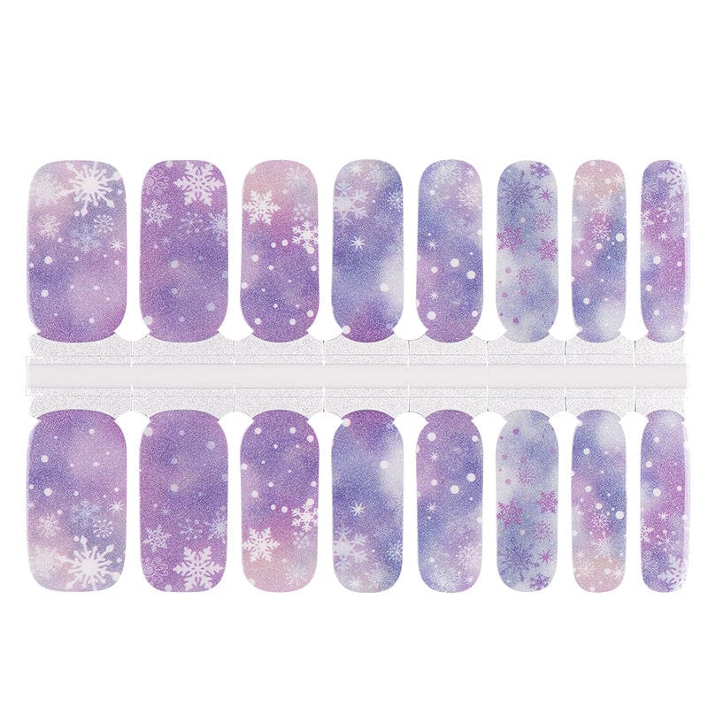 Lilac purple nail wraps with silver snowflakes and glitter sparkle winter design sheet