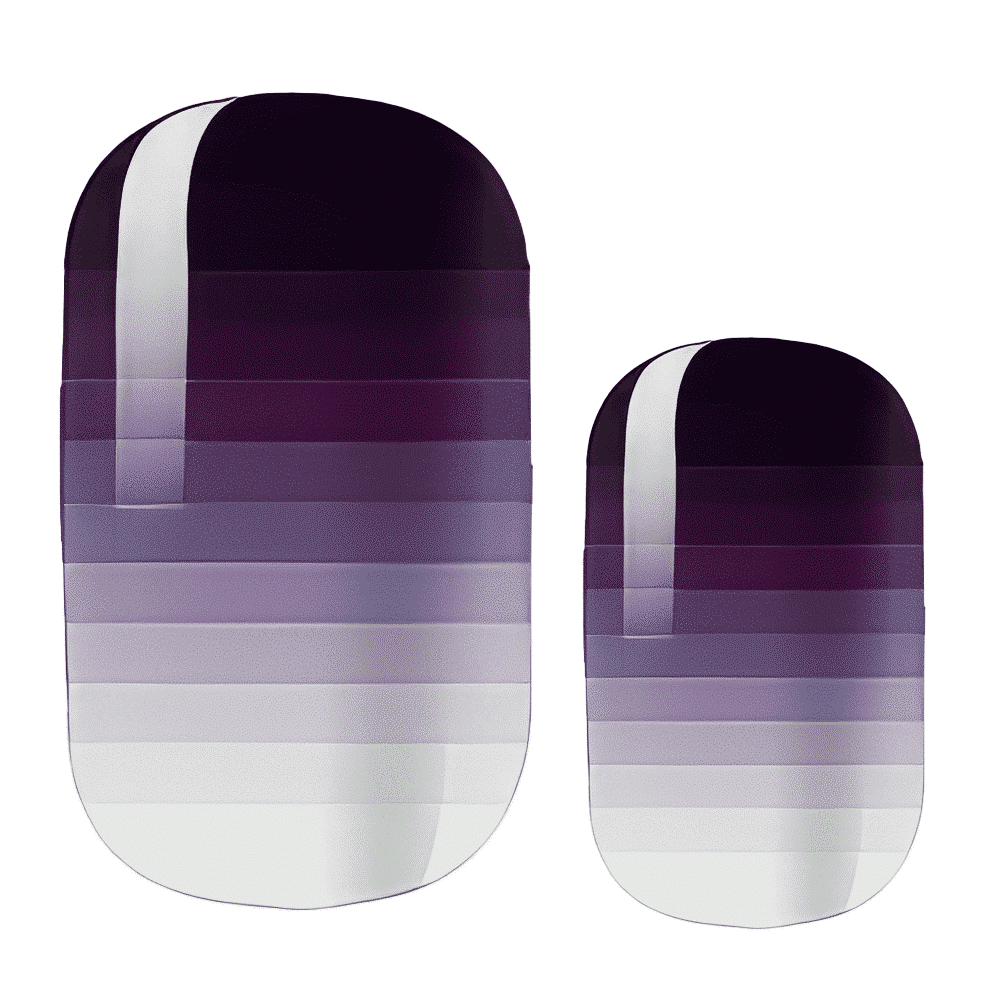 Purple ombre gradient nail wraps fading from dark plum to white
