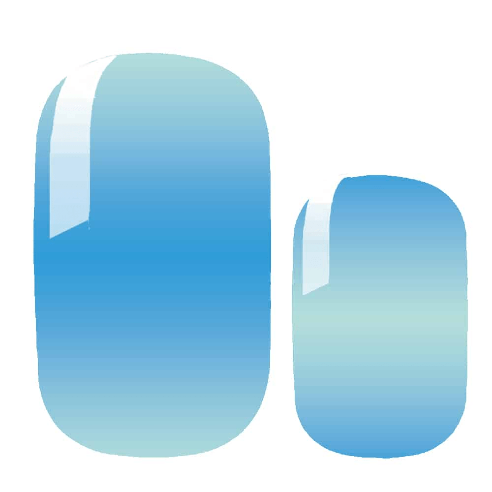 Blue ombre gradient nail wraps with glossy finish for at-home manicure