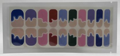 Non-UV nail wraps sheet with paint pot design in multiple colours on nude base