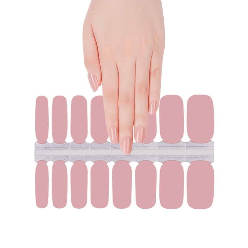 Dusty pink, glossy solid-colour nail wraps on Holy Classics sheet, non-UV