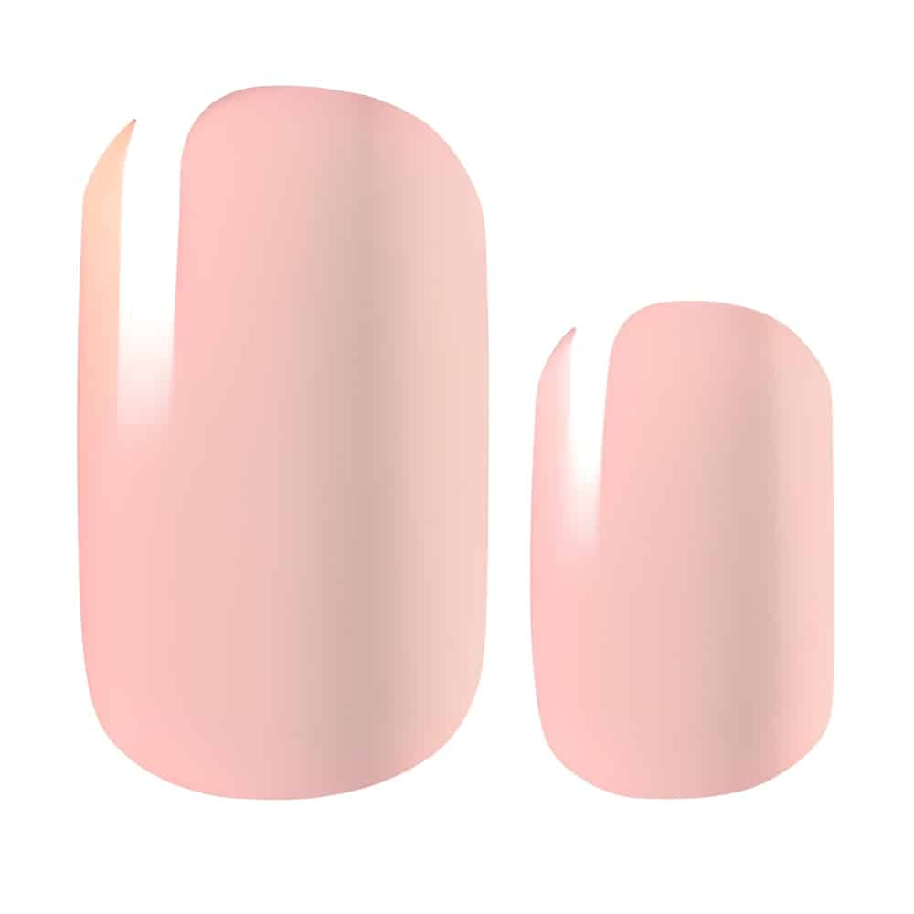 Peach nail wrap swatches showing glossy coral finish for DIY manicure