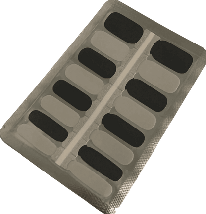 Glossy black and grey nail wraps in sealed sheet, Holy Classics non-UV format