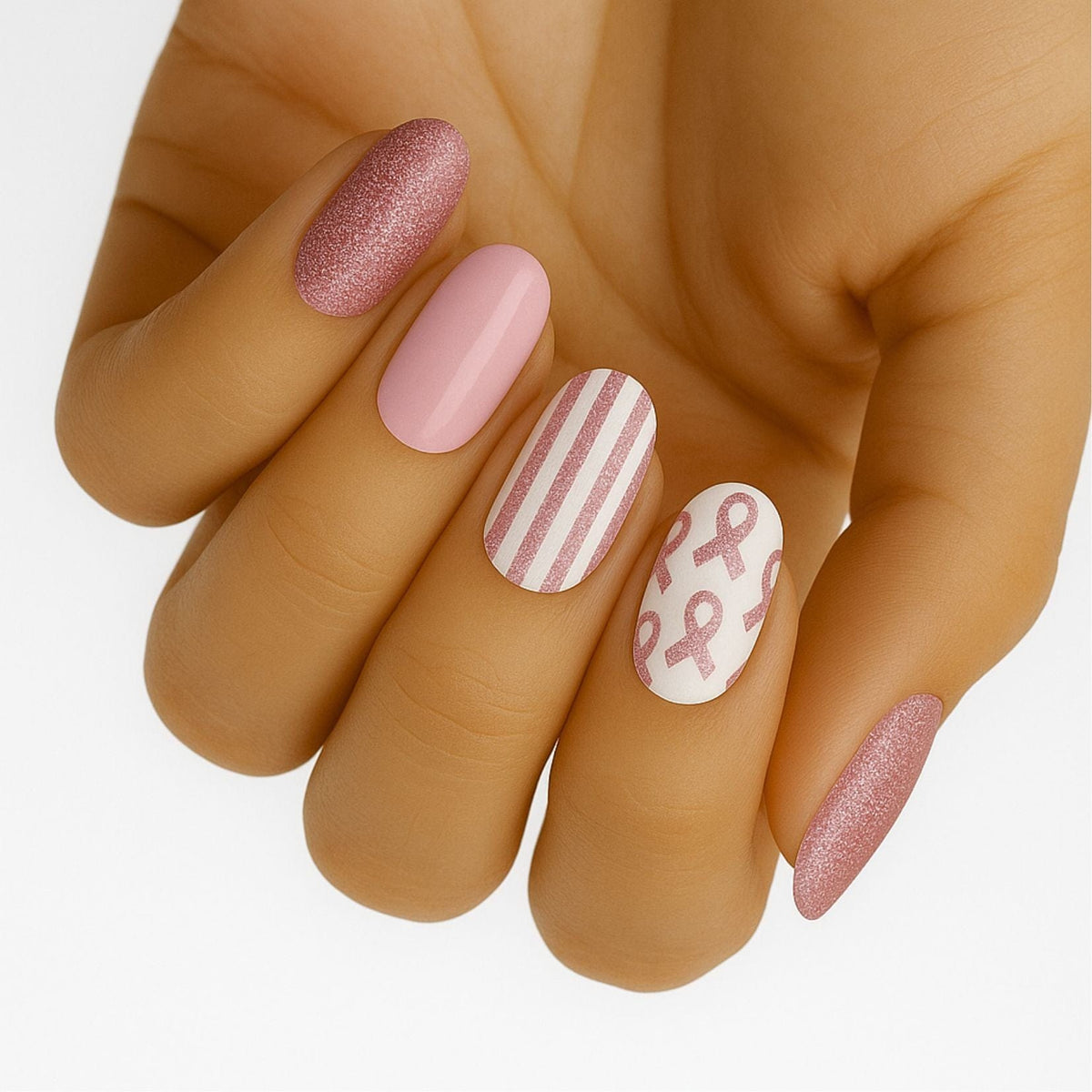 Holy Grail Nail Non-UV Nail Wraps Pink Ribbon - Dark Pink (Glitter) - Holy Classics (Non-UV Nail Wraps)