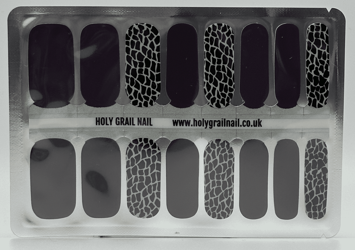 Black and white python pattern nail wraps sheet for at-home manicure
