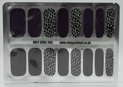 Black and white python pattern nail wraps sheet for at-home manicure
