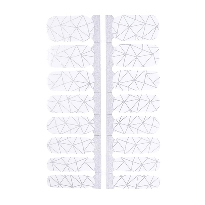 Silver chrome nail wraps sheet with geometric triangle patterns for at-home manicure