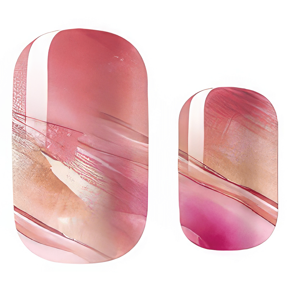 Pink watercolour marble nail wraps with abstract gradient design