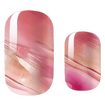 Pink watercolour marble nail wraps with abstract gradient design