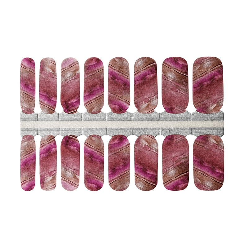 Pink marble non-UV nail wraps sheet showing watercolour gradient stone pattern design