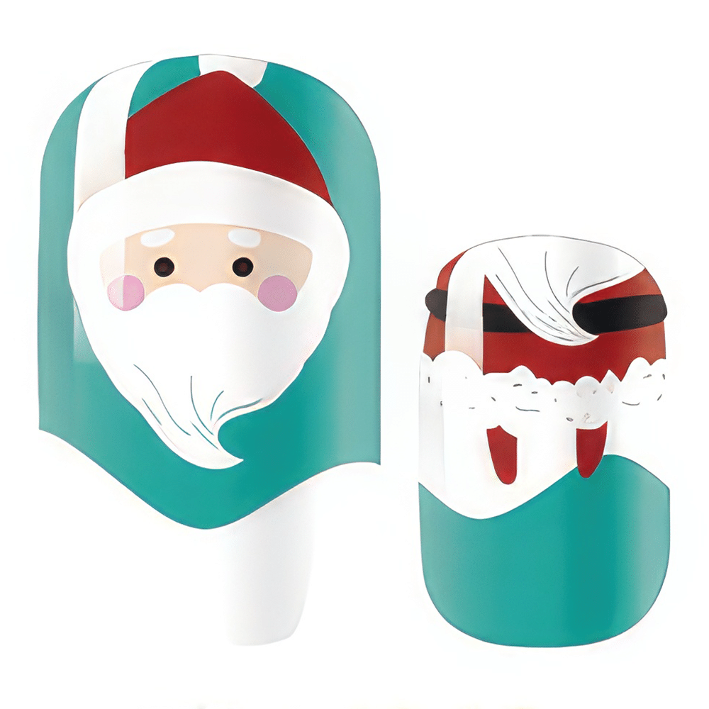 Non-UV nail wraps sheet showing Santa Claus cartoon designs in turquoise and white colours