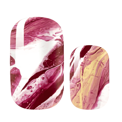 Burgundy marble non-UV nail wraps with gold metallic veining for elegant nail art