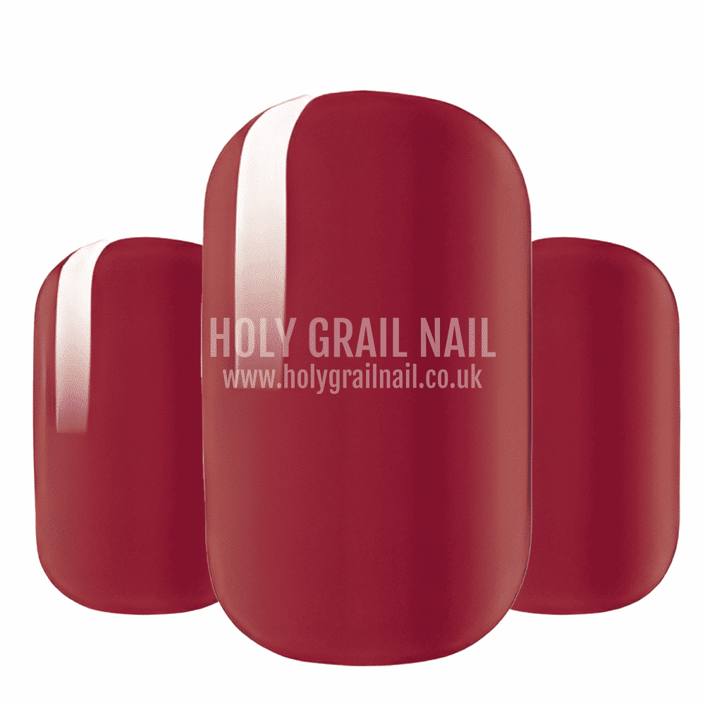 Deep burgundy nail wraps with glossy finish in wine red solid colour