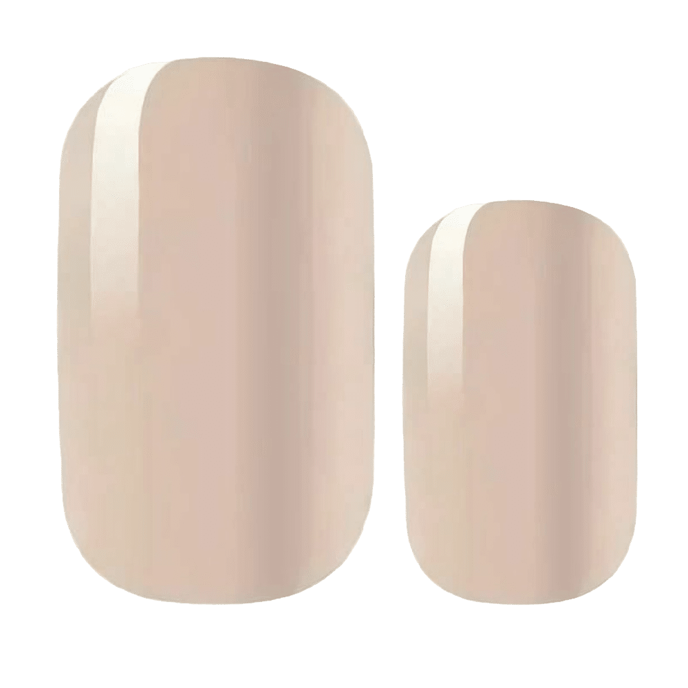 Nude beige glossy non-UV nail wraps in a solid, minimal design