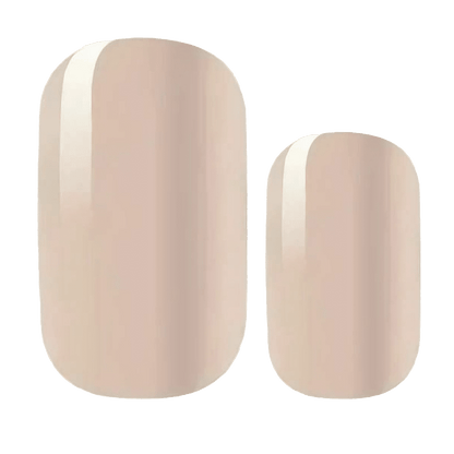Nude beige glossy non-UV nail wraps in a solid, minimal design