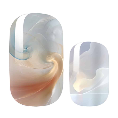 Sheer marble nail wraps showing grey and peach swirl pattern design