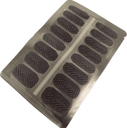 Complete sheet of grey snakeskin nail wraps showing animal print pattern for DIY nails