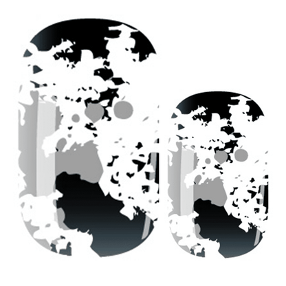 Black white grey graffiti spray paint effect nail wraps abstract splatter pattern design