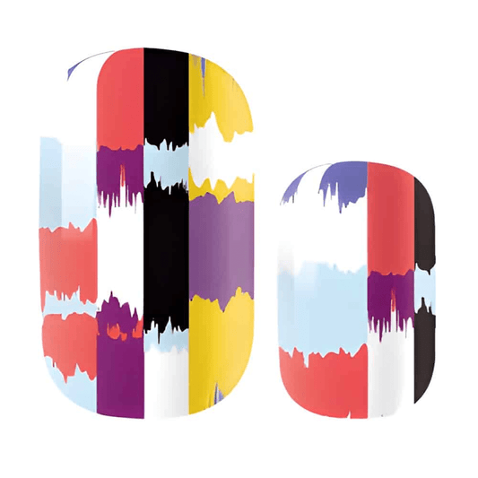 Colourful abstract nail wraps with painterly stripes in rainbow colours modern art design