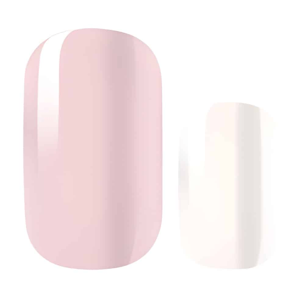 Dusty rose pink non-UV nail wraps with glossy finish for at-home manicure