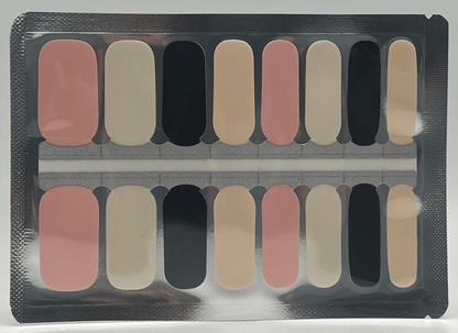 Sheet of dusty rose pink nail wraps with neutral tones for DIY manicure