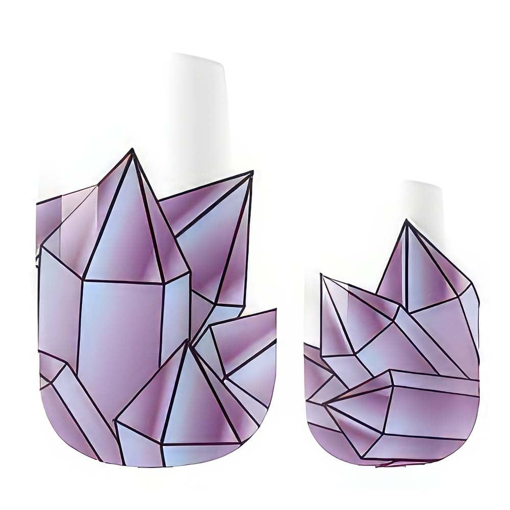 Purple geometric crystal nail wraps with faceted gemstone pattern design