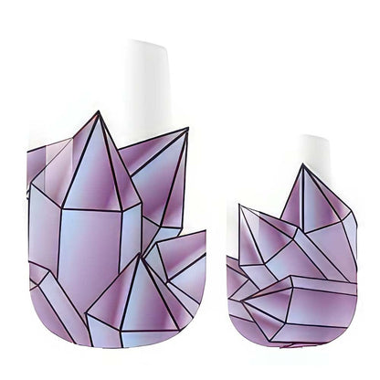 Purple geometric crystal nail wraps with faceted gemstone pattern design