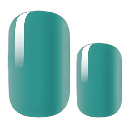 Glossy teal-turquoise solid colour nail wraps, high-shine finish