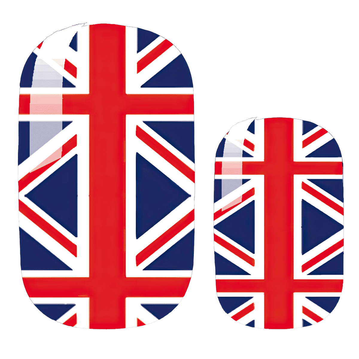 Union Jack nail wraps featuring red white blue British flag design for patriotic manicure