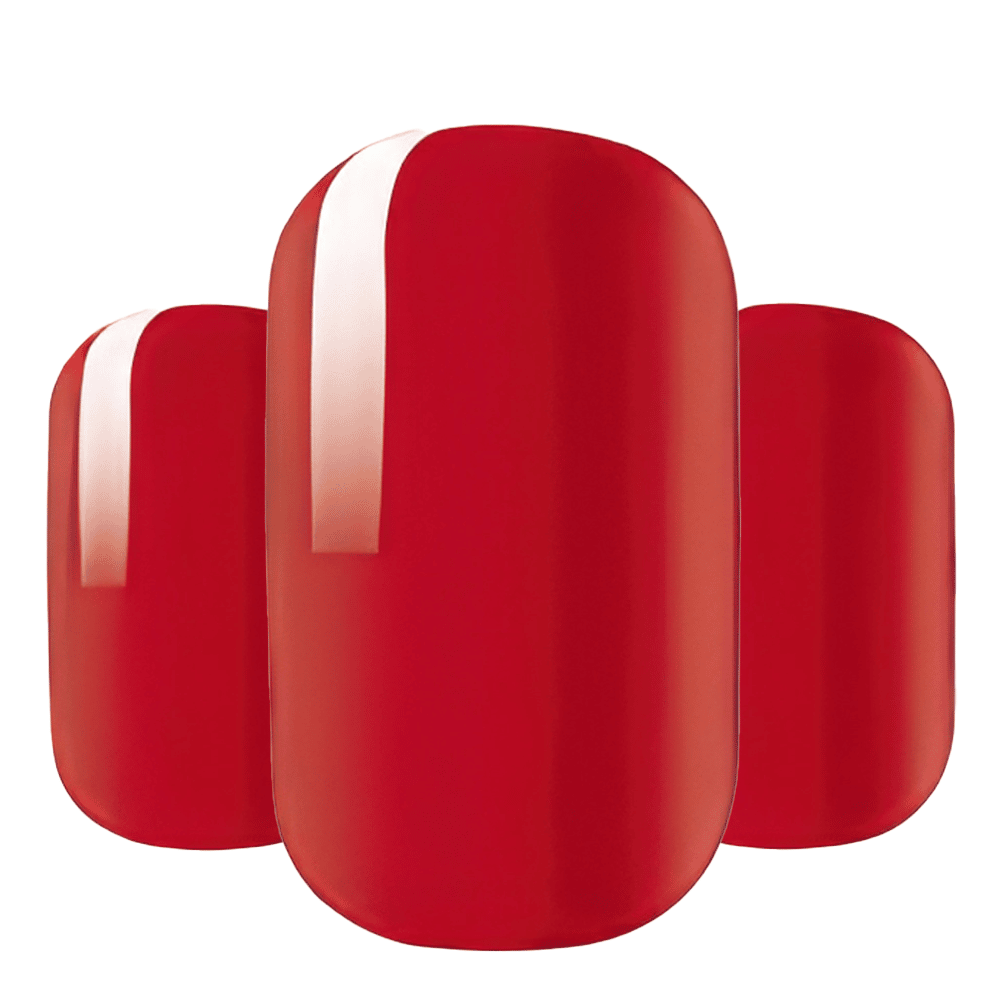 Glossy classic red nail wraps in a solid, high-shine finish