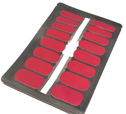 Glossy deep red nail wraps, solid colour, full set on backing sheet
