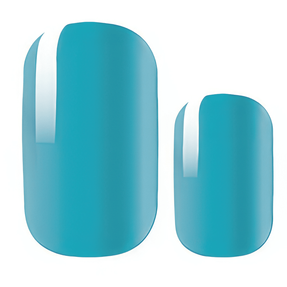 Glossy turquoise blue nail wraps in different sizes, ocean teal summer nail art