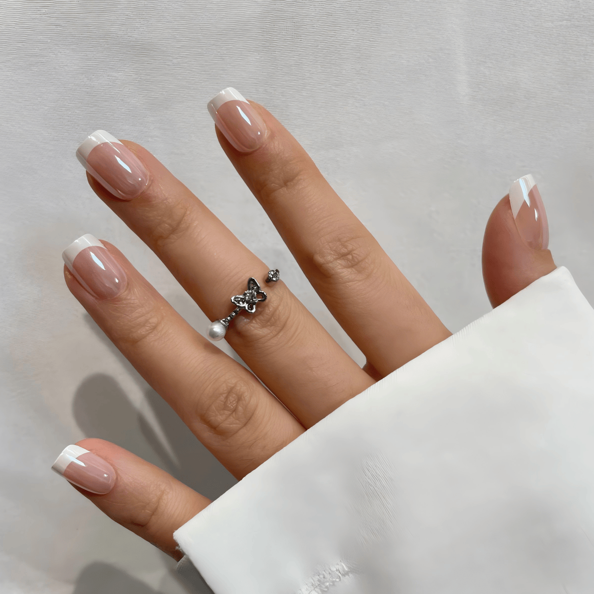 Holy Grail Nail press on French Glow (Glazed) -  Soft Gel Press Ons (Short Square)