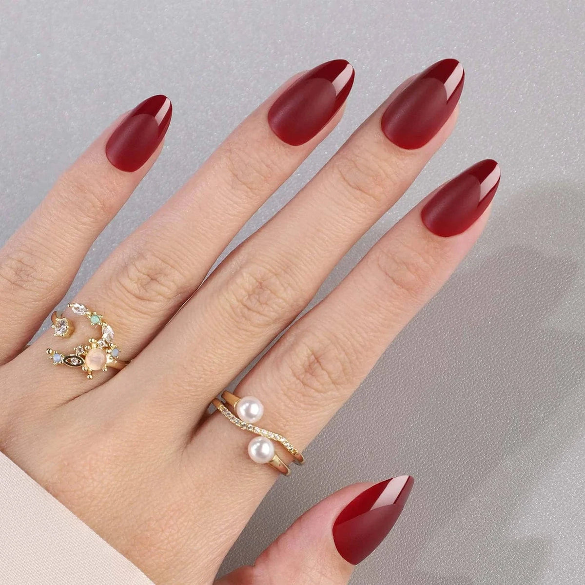 Holy Grail Nail press on Red French Mani - Soft Gel Press Ons (Short Almond)