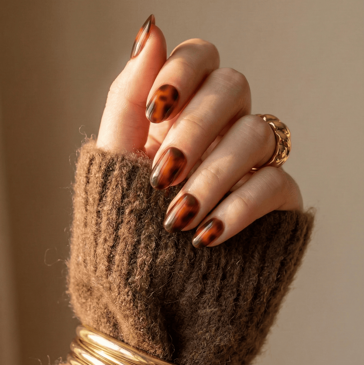 Holy Grail Nail press on Tortoiseshell - Soft Gel Press Ons (Short Oval)