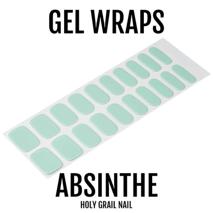 Sheet of mint green gel nail wraps with multiple sizes for DIY manicure