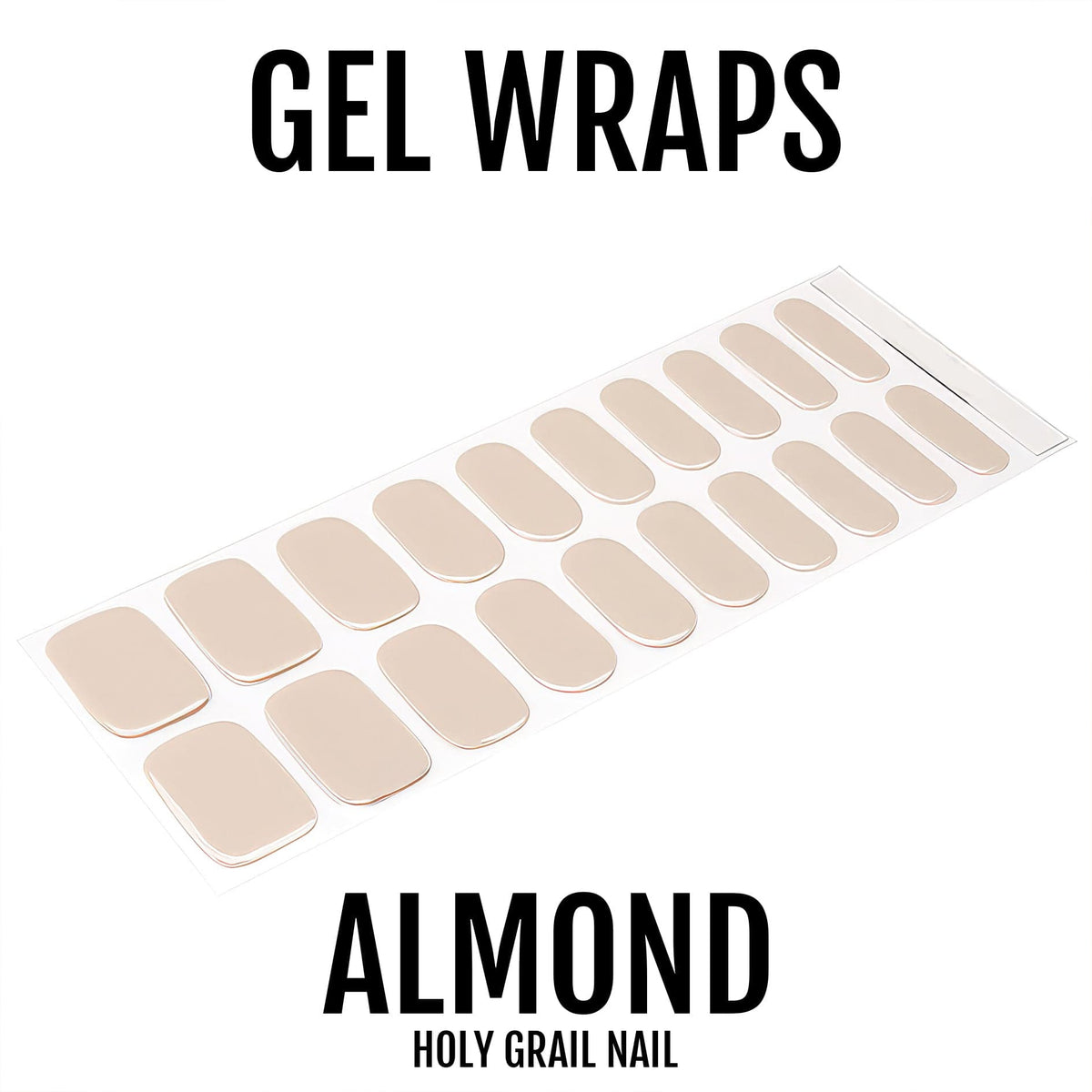 Nude almond gel nail wraps sheet with natural beige finish for at-home manicure