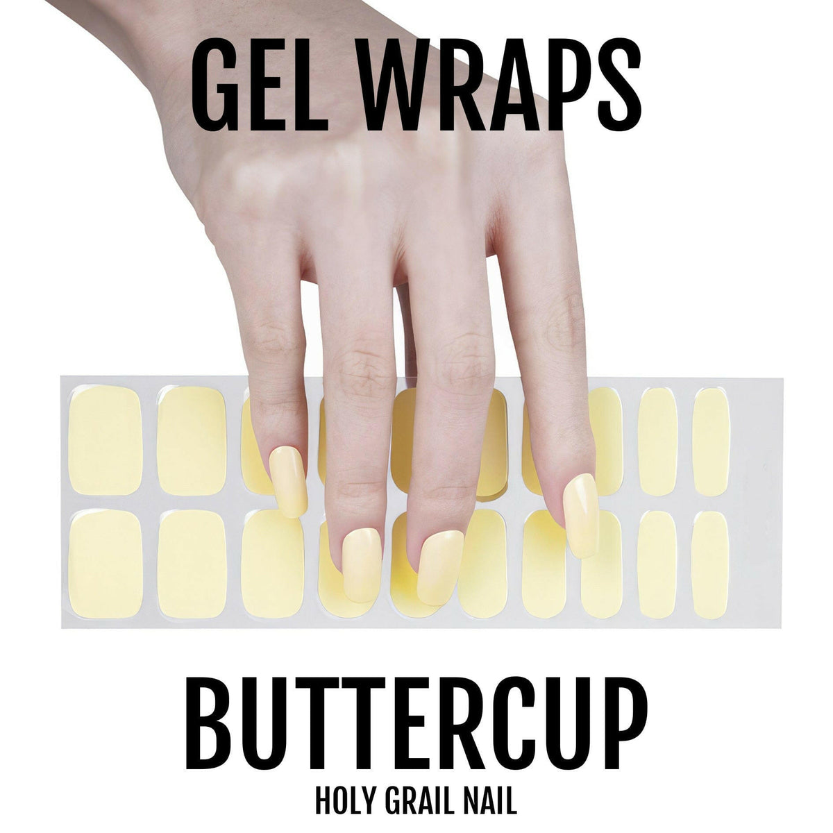 Hand selecting yellow gel nail wrap from sheet for DIY manicure application
