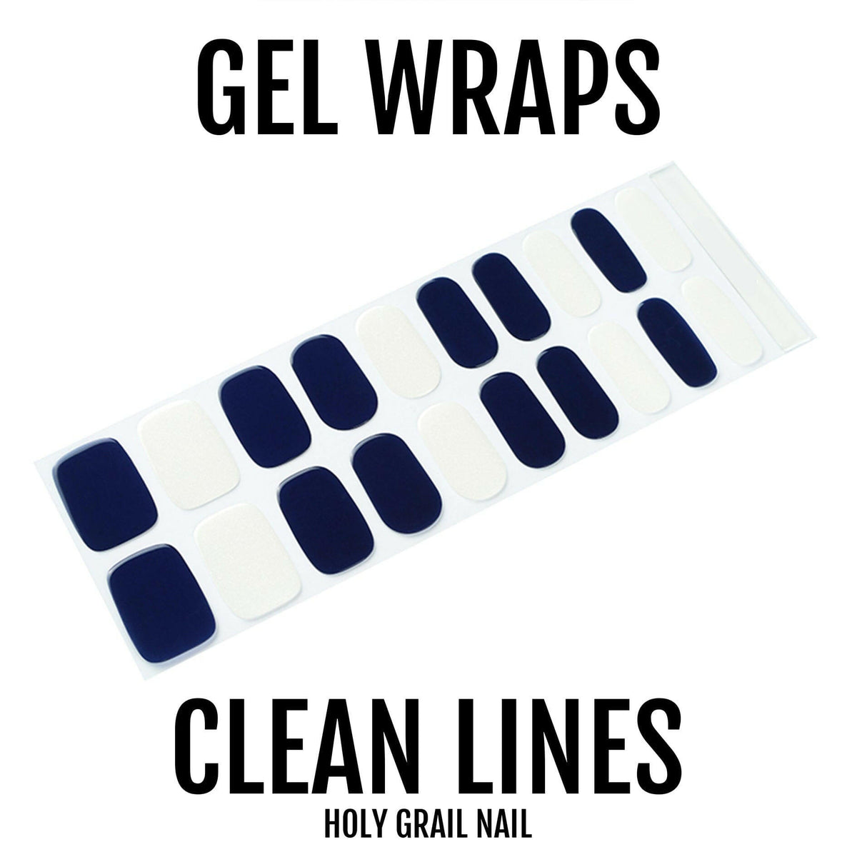 Navy blue semi-cured gel nail wraps showing clean lines solid colour design