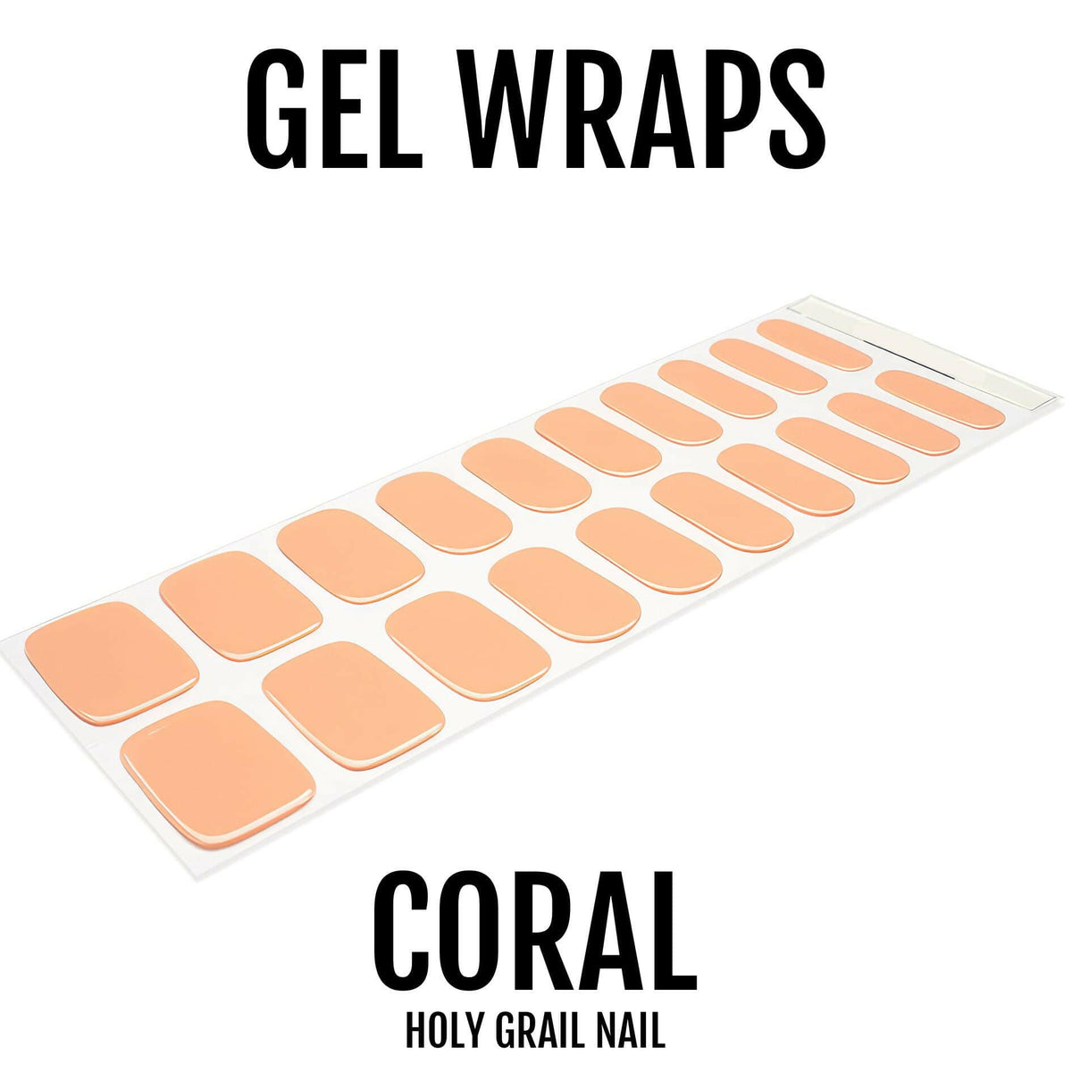 Coral orange gel nail wraps sheet showing multiple sizes for at-home manicure
