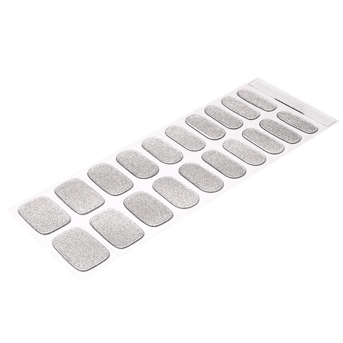 Silver sparkle gel nail wraps sheet with metallic glitter finish for DIY manicure