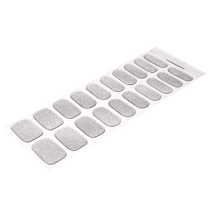 Silver sparkle gel nail wraps sheet with metallic glitter finish for DIY manicure